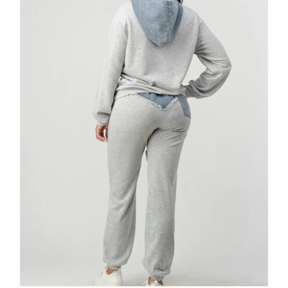 Denim Insert Sweatsuit - Picture 5 of 11